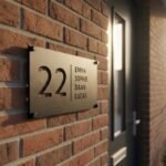 Gepersonaliseerd Naambordje Voordeur van RVS - Lumo Gepersonaliseerd RVS naambordje voordeur met zwarte poedercoating