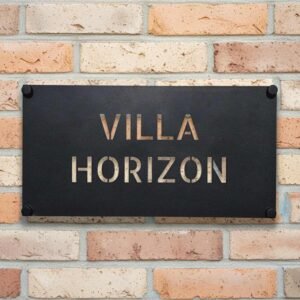 Gepersonaliseerd RVS naambordje voordeur met zwarte poedercoating